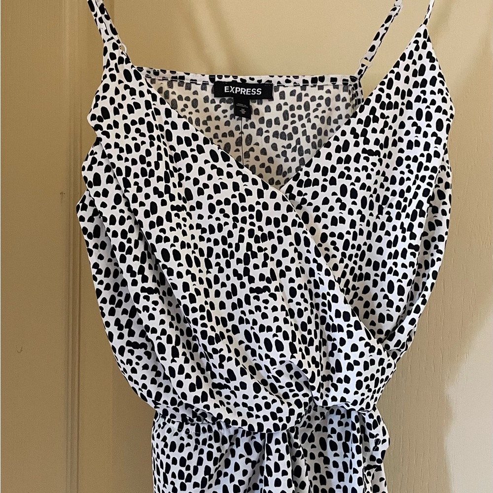 Express Black and White Ruched Tie Front Camisole